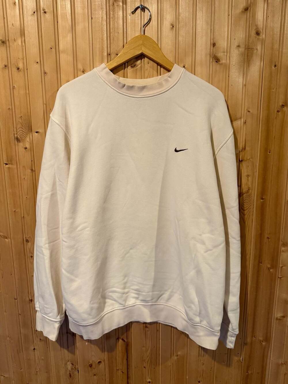 Vintage Nike Embroidered Mini Swoosh Crewneck Sweatshirt Cream Size XL